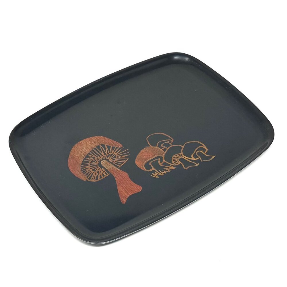 Vintage MCM Couroc Black Mushroom Platter (1960-70's)